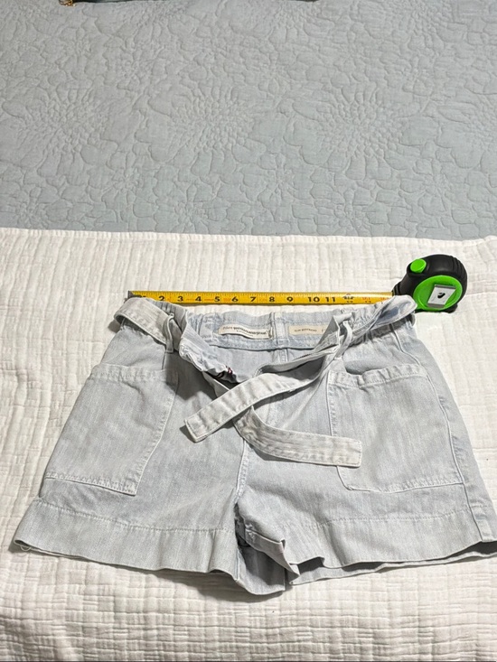 Pilcro Pants - Pilcro Light Gray Paperbag Tie-Waist Denim Shorts